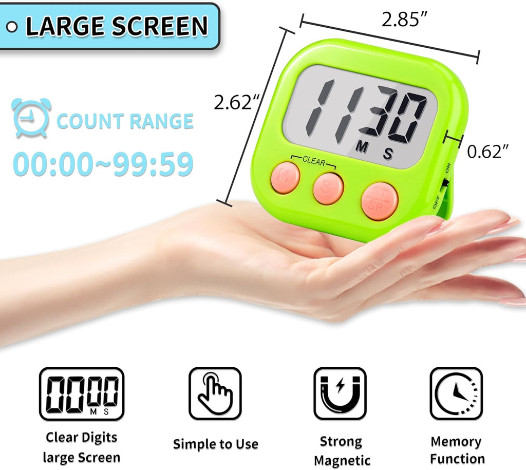 Magnetic Digital Timer for Kids & Classroom, 2 Pack
