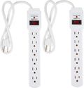 6-Outlet Surge Protector – 2-Pack White, 2Ft Cord