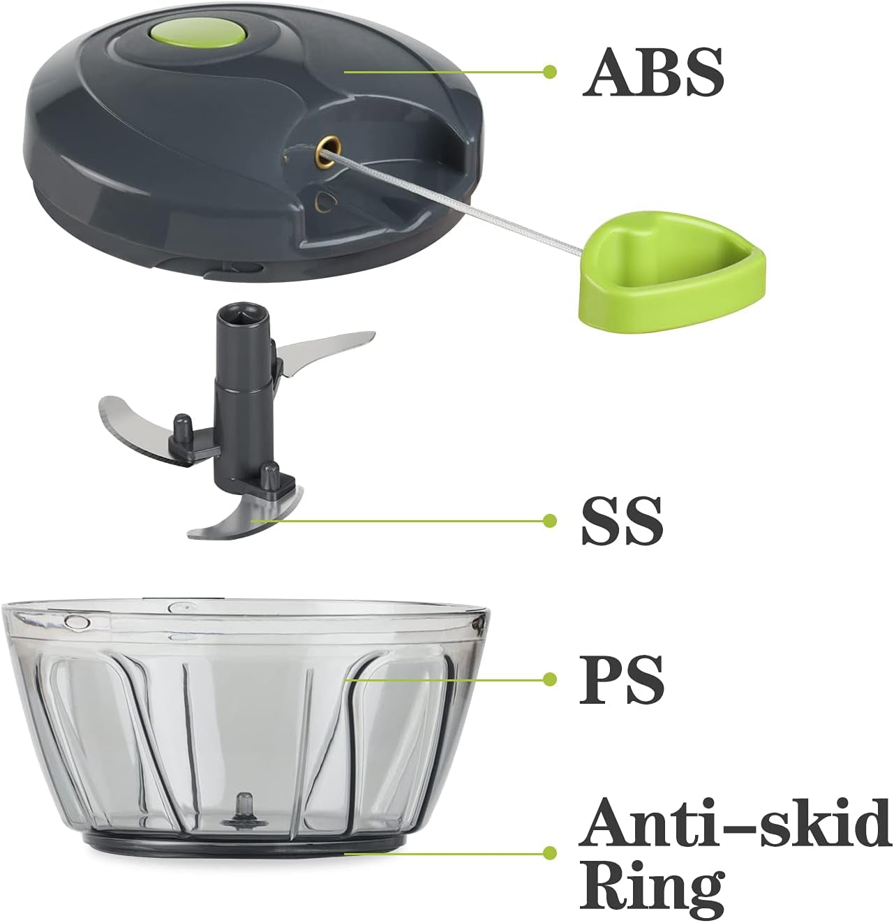Manual 500ml Food Chopper – Gray
