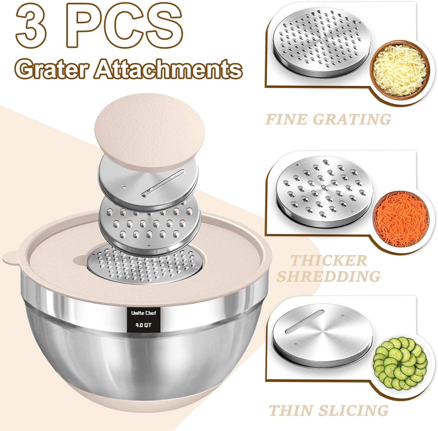 8-Piece Stainless Steel Mixing Bowls with Lids