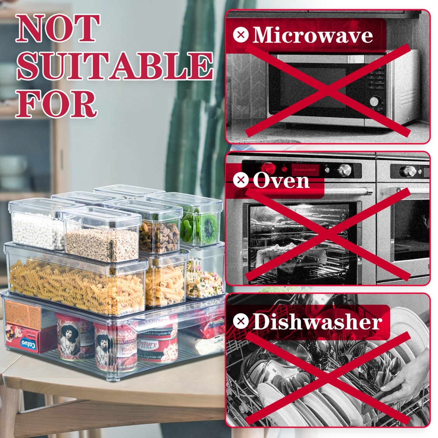 10-Pack Clear Fridge Organizer Bins – BPA-Free