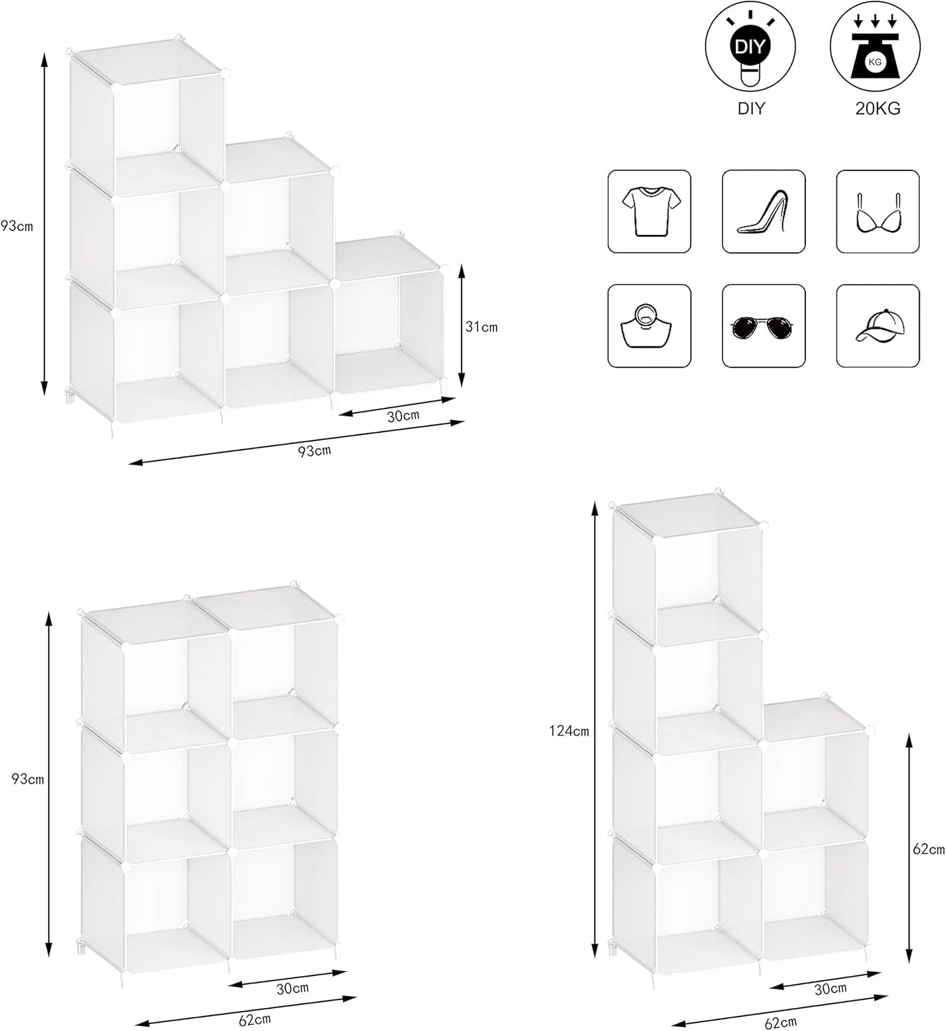 6-Cube Stackable Closet Organizer