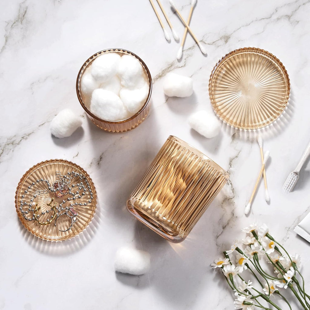 2-Pack Amber Glass Qtip Holders