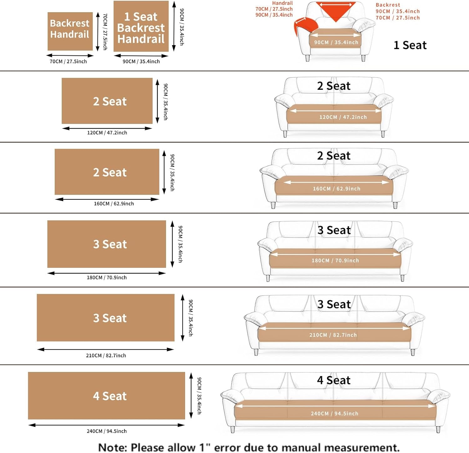 Velvet Sofa Cover – 36×63", Beige White