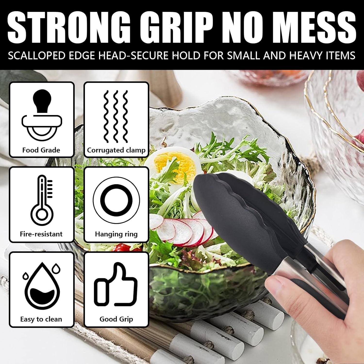 3-Piece Stainless Steel Silicone Kitchen Tongs
