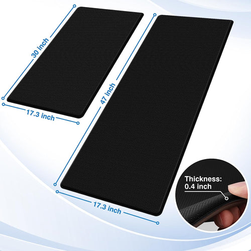 2-Piece Anti-Fatigue Kitchen Mat Set – Black