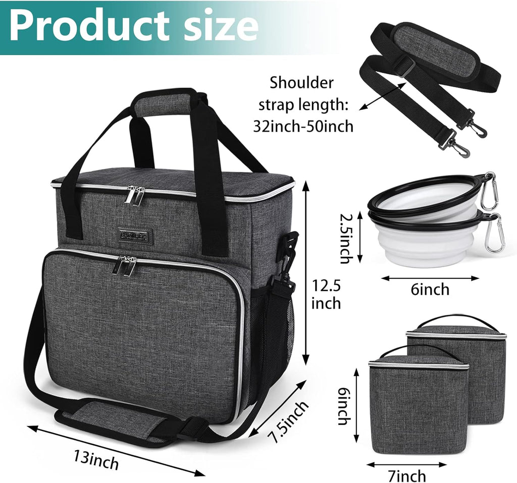 Dog Travel Bag with Bowls & Containers