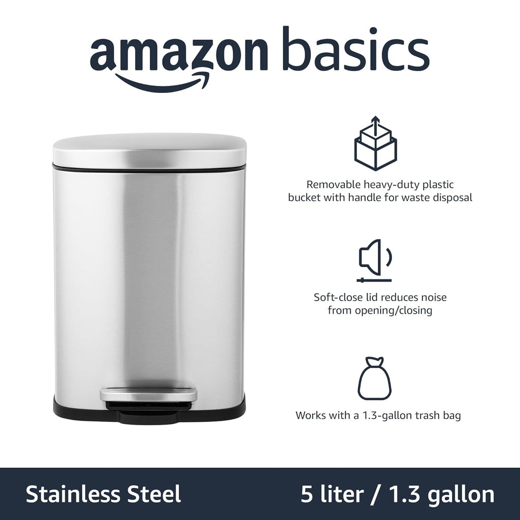 Mini Trash Can 5L Stainless Steel Bathroom