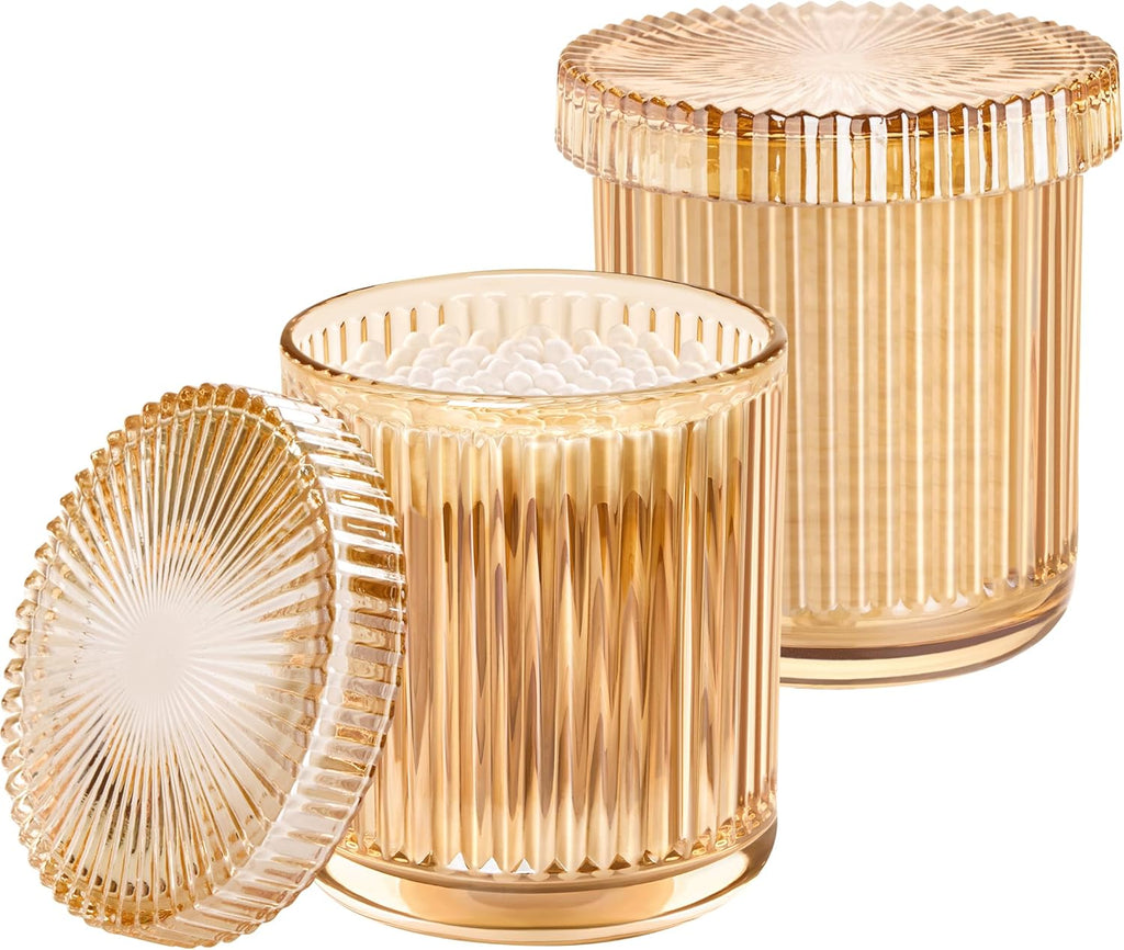 2-Pack Amber Glass Qtip Holders