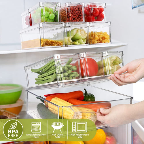 10-Pack Clear Fridge & Pantry Organizer Bins