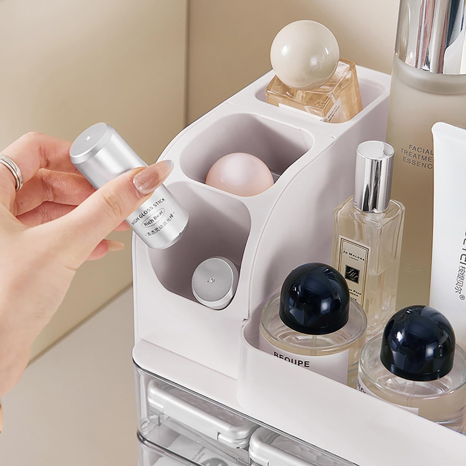 Makeup Organizer with Drawers – White
