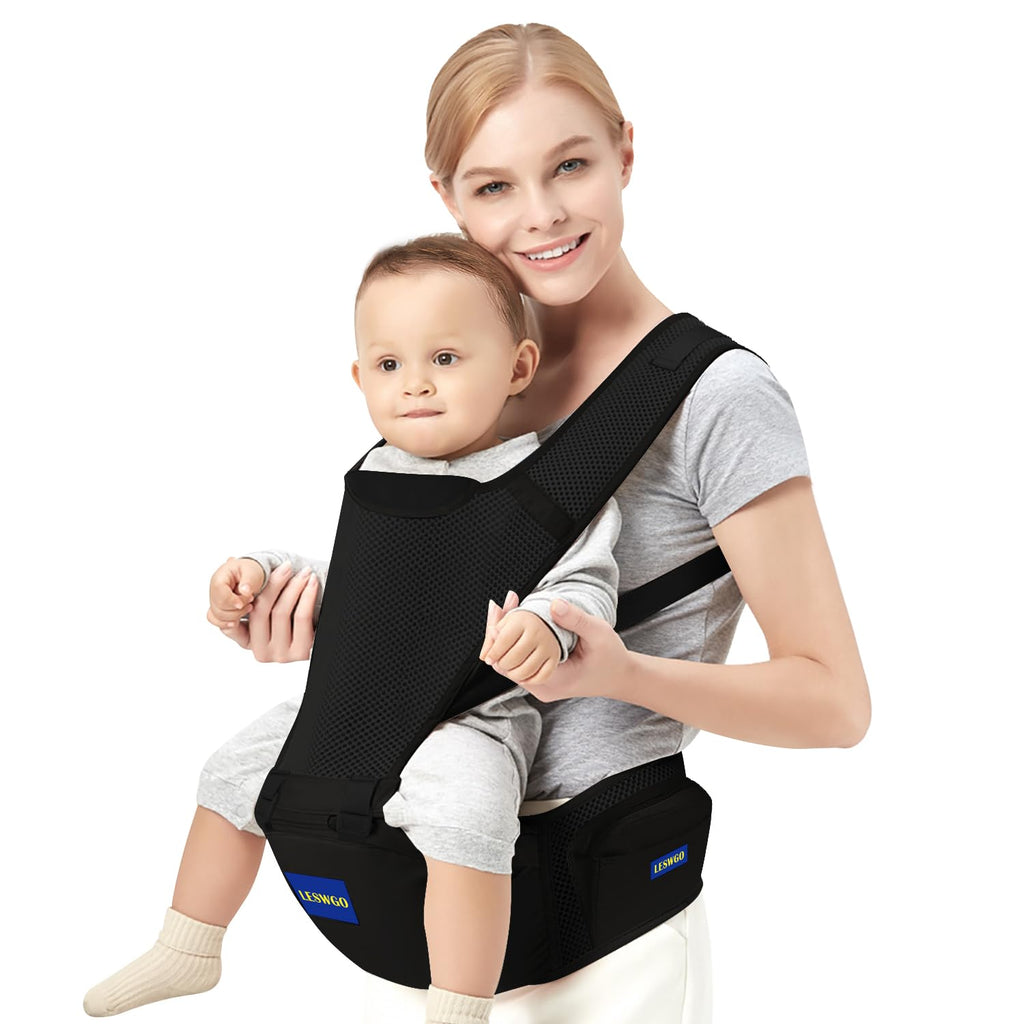 Baby Carrier with Hip Seat, 6-In-1 Baby Carrier Newborn to Toddler, Adjustable Detachable Infant Baby Hip Seat Carrier for 0-36Months (Black)