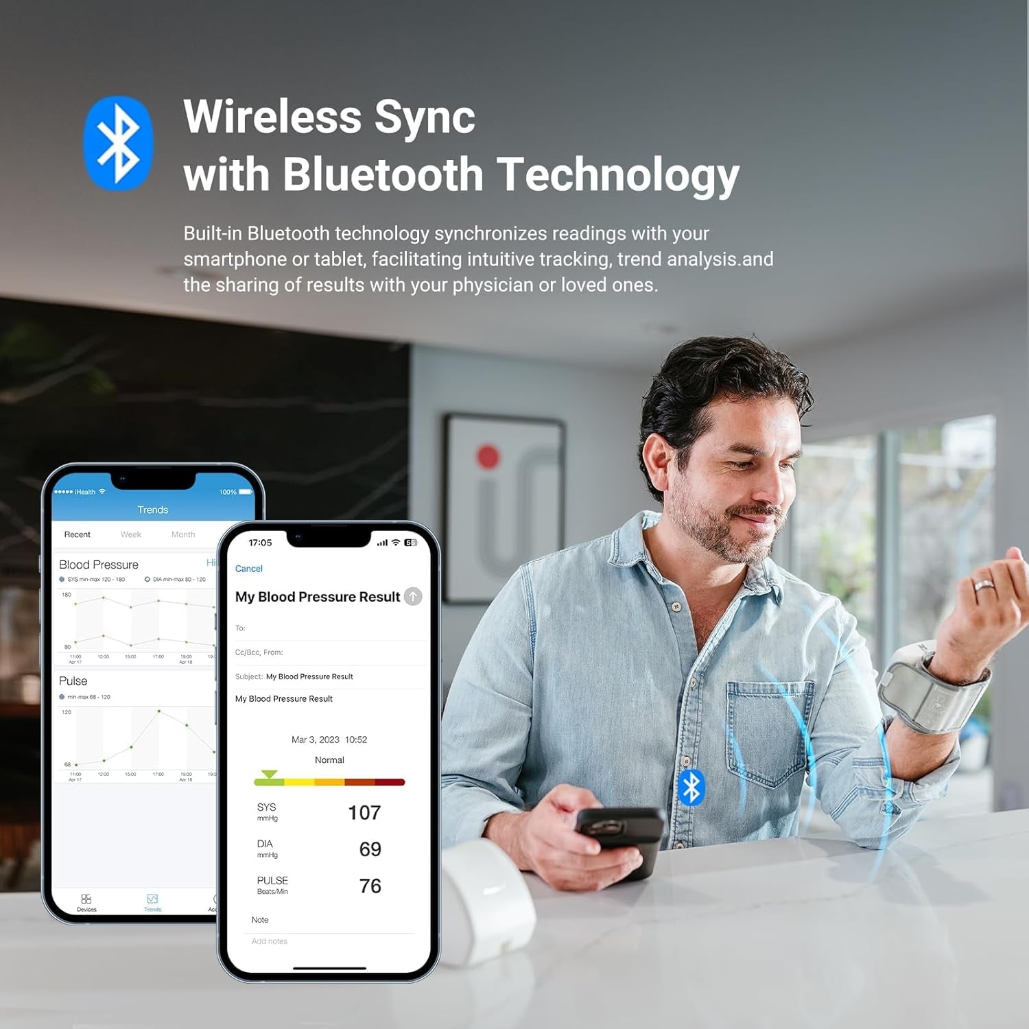 Push Wrist Blood Pressure Monitor – Bluetooth