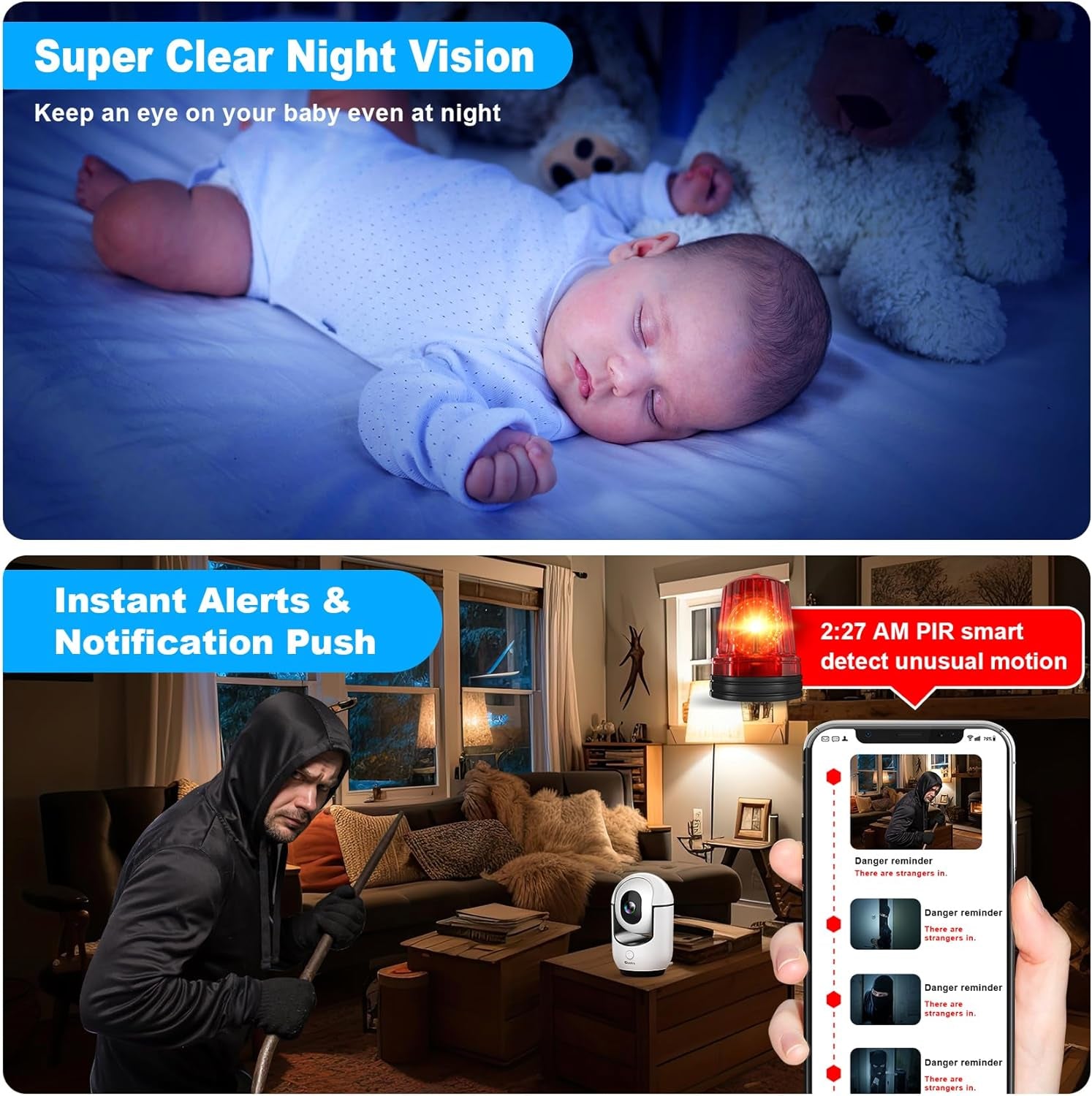2K Pan/Tilt Indoor Security Camera – Wifi