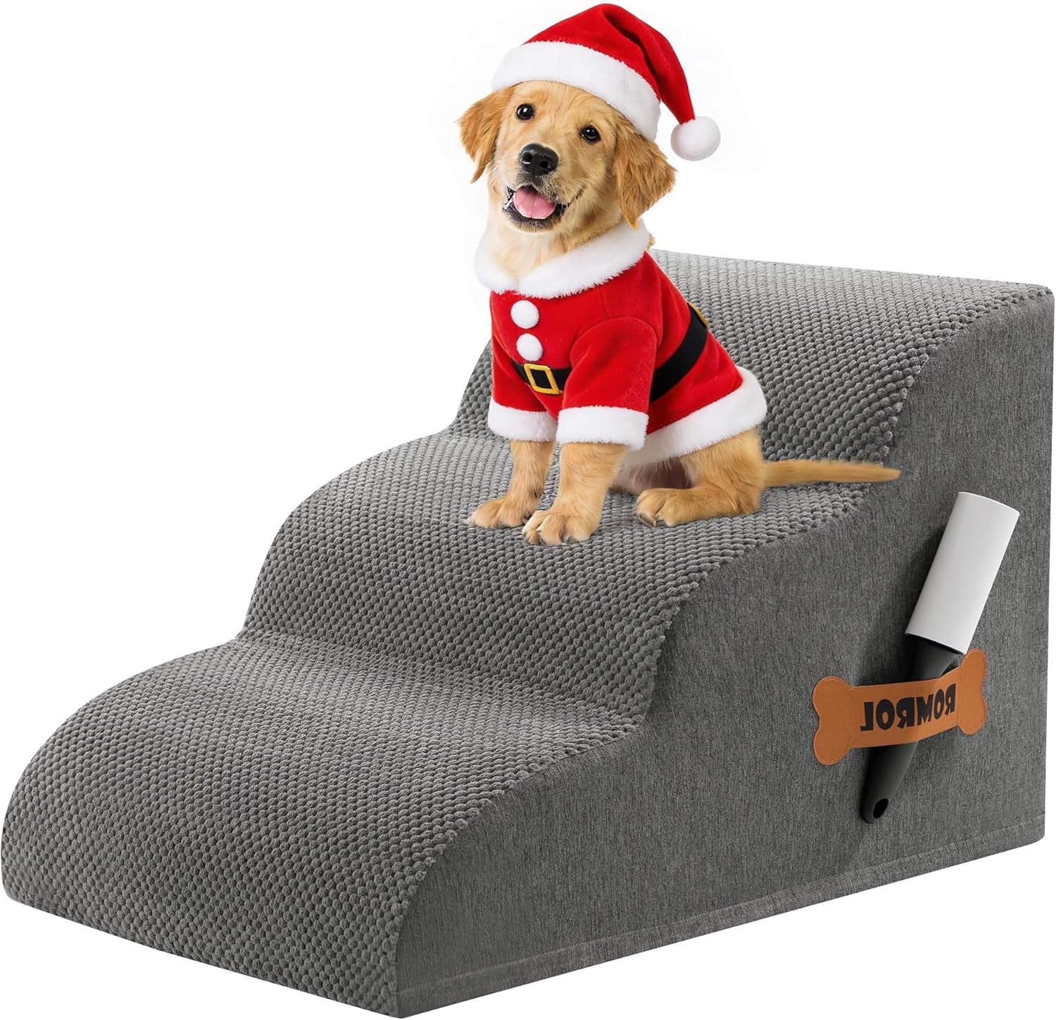 3-Tier Dog Stairs Ramp – Grey