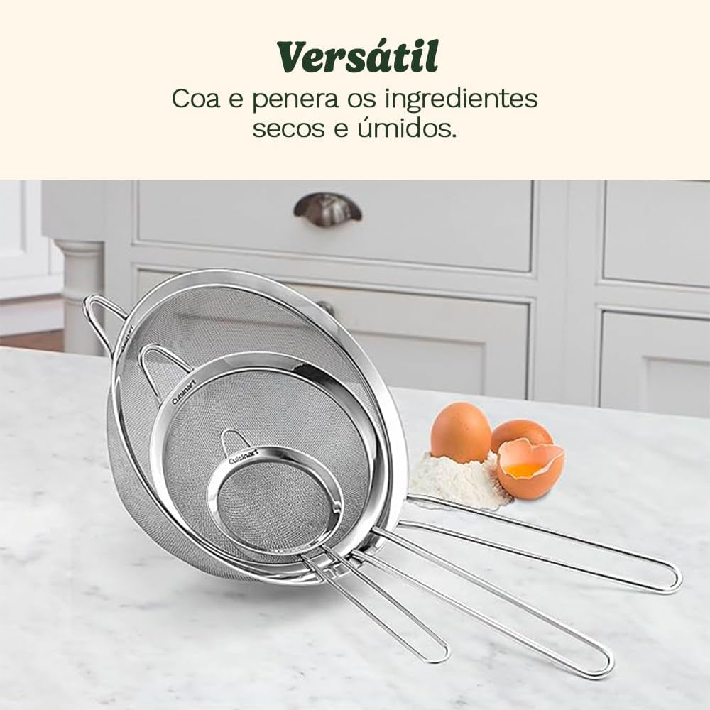 3-Piece Silver Mesh Strainer Set