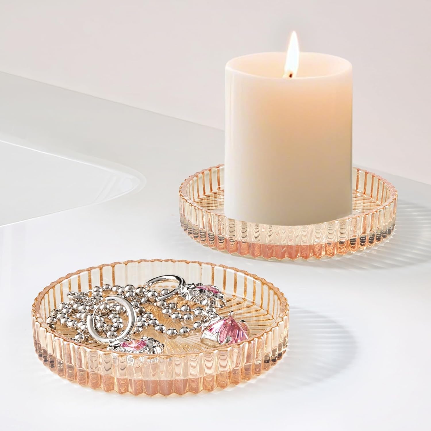 2-Pack Amber Glass Qtip Holders