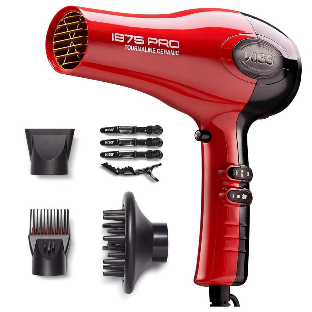 1875W Pro Tourmaline Ceramic Hair Dryer – Red