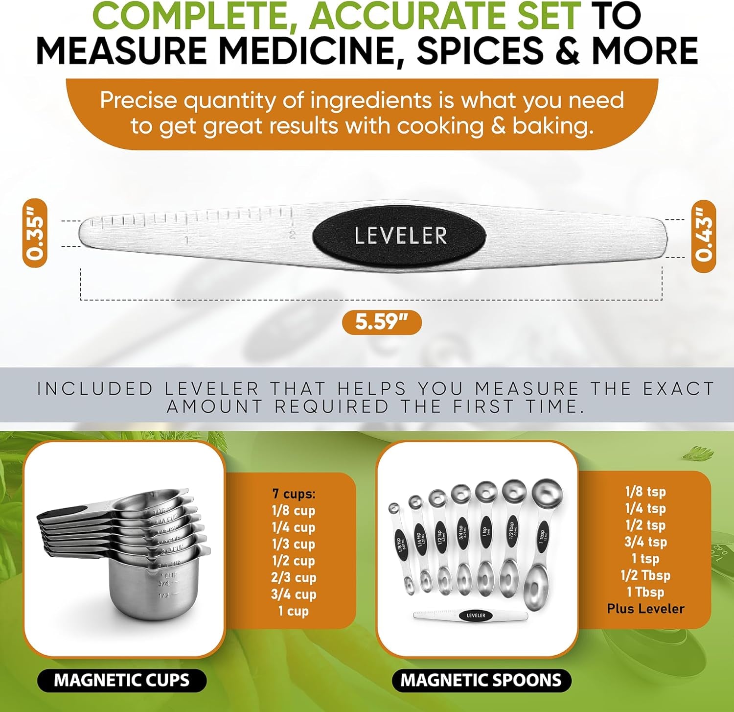 15-Piece Magnetic Measuring Cups & Spoons Set