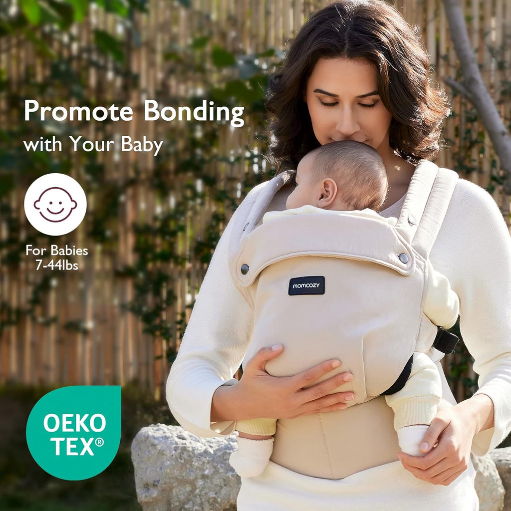 Baby Carrier - Ergonomic, Cozy and Lightweight Carrier for 7-44Lbs, Effortless to Put On, Ideal for Hands-Free Parenting, Enhanced Lumbar Support, Purehug for Infant to Toddler, Khaki