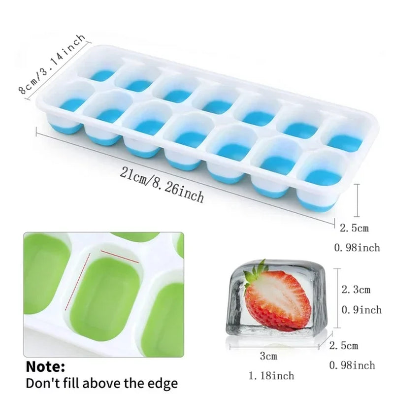 Silicone Ice Cube Tray, 4 Pack Easy-Release & Flexible 14-Ice Cube Trays with Spill-Resistant Removable Lid, Stackable Ice Trays with Covers for Freezer, Cocktail
