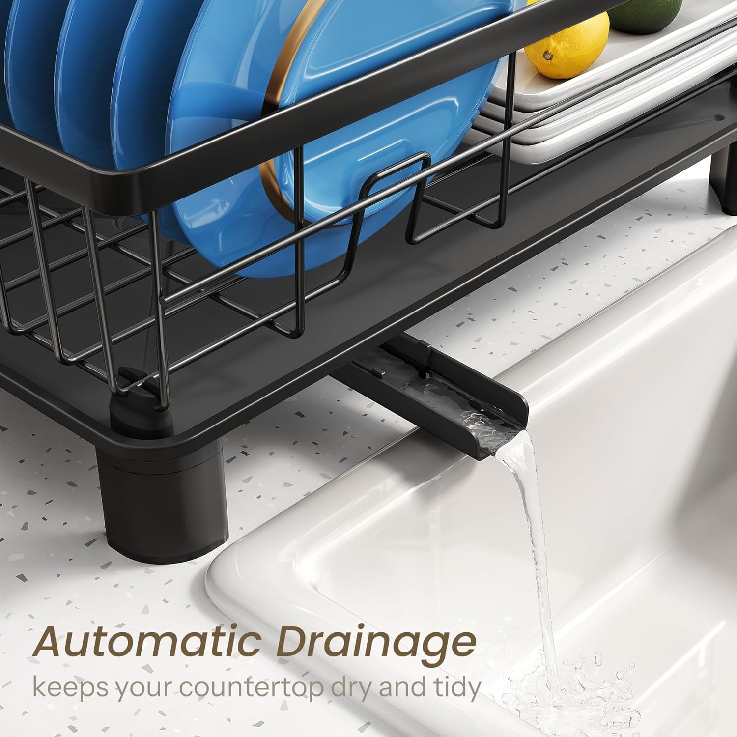 Small Stainless Steel Dish Drying Rack – Black