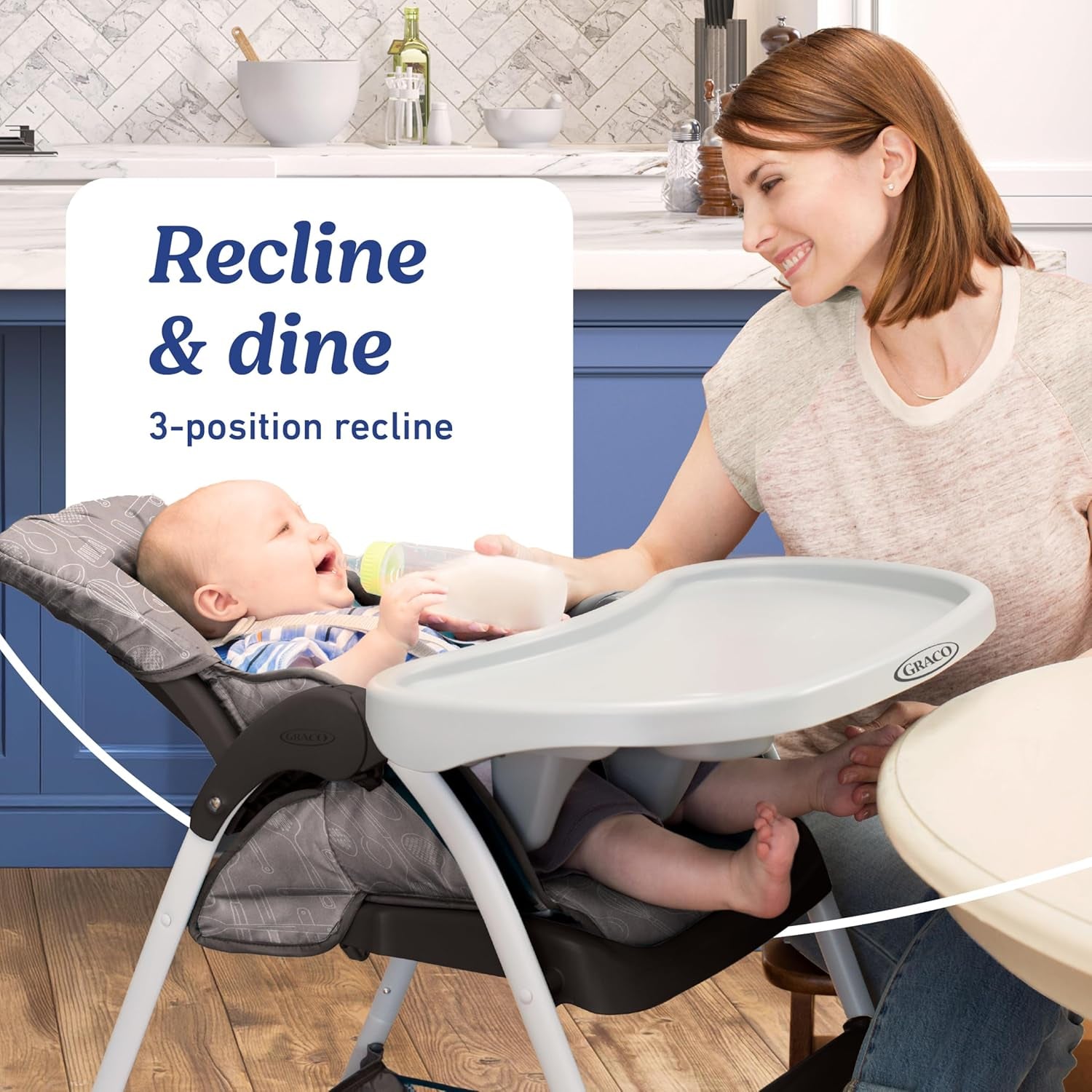 Slim Snacker High Chair, Ultra Slim, Fast-Folding, Multiple Recline Positions, Comfortable Feeding, Whisk