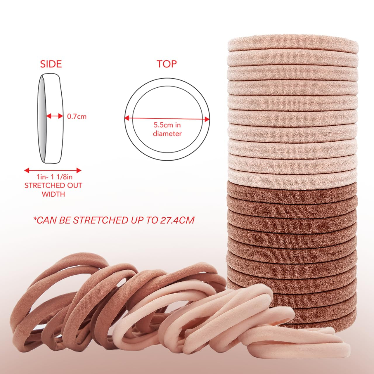 20PCS No-Damage Hair Ties – Blush