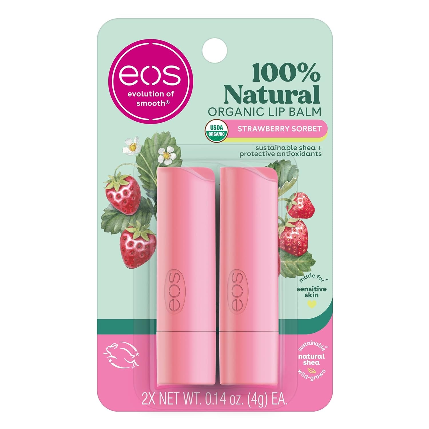 Natural Strawberry Lip Balm Sticks – 2 Pack
