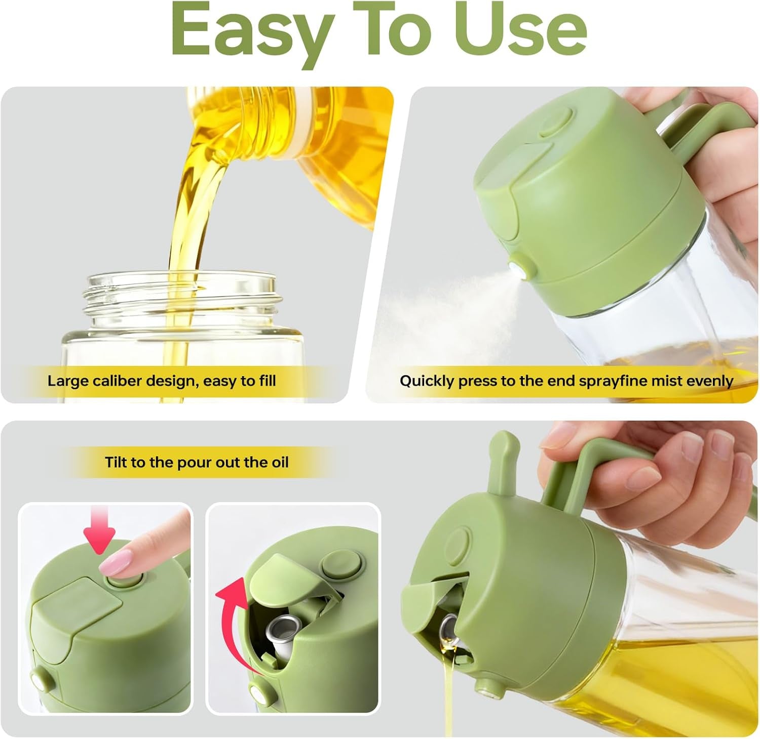 2-Pack Glass Oil Sprayer 16oz for Cooking