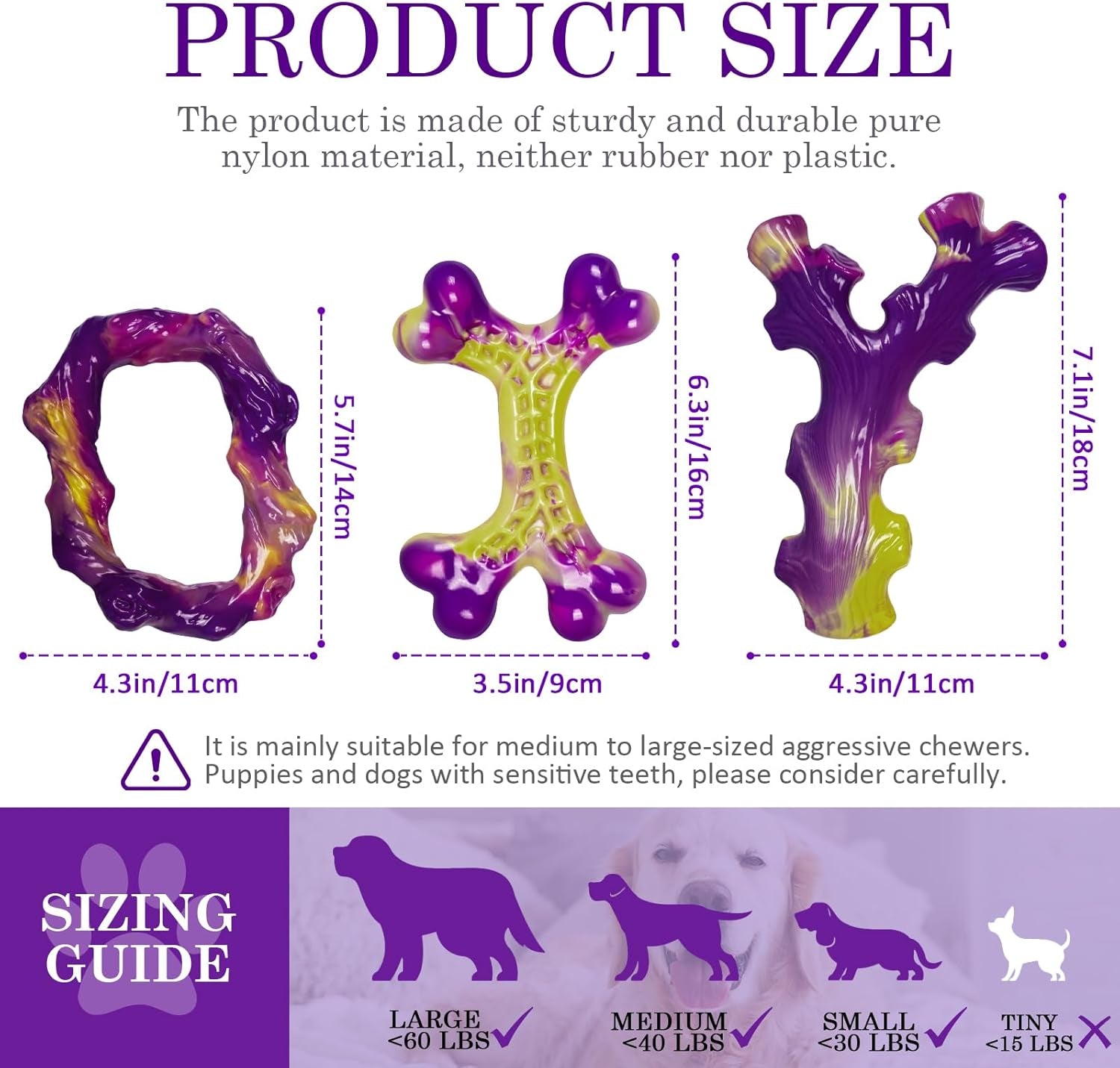 3-Pack Indestructible Dog Chew Toys – Bacon