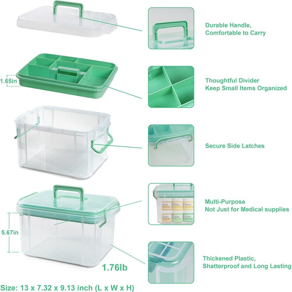 15Qt Medicine Organizer Box with Tray & Labels