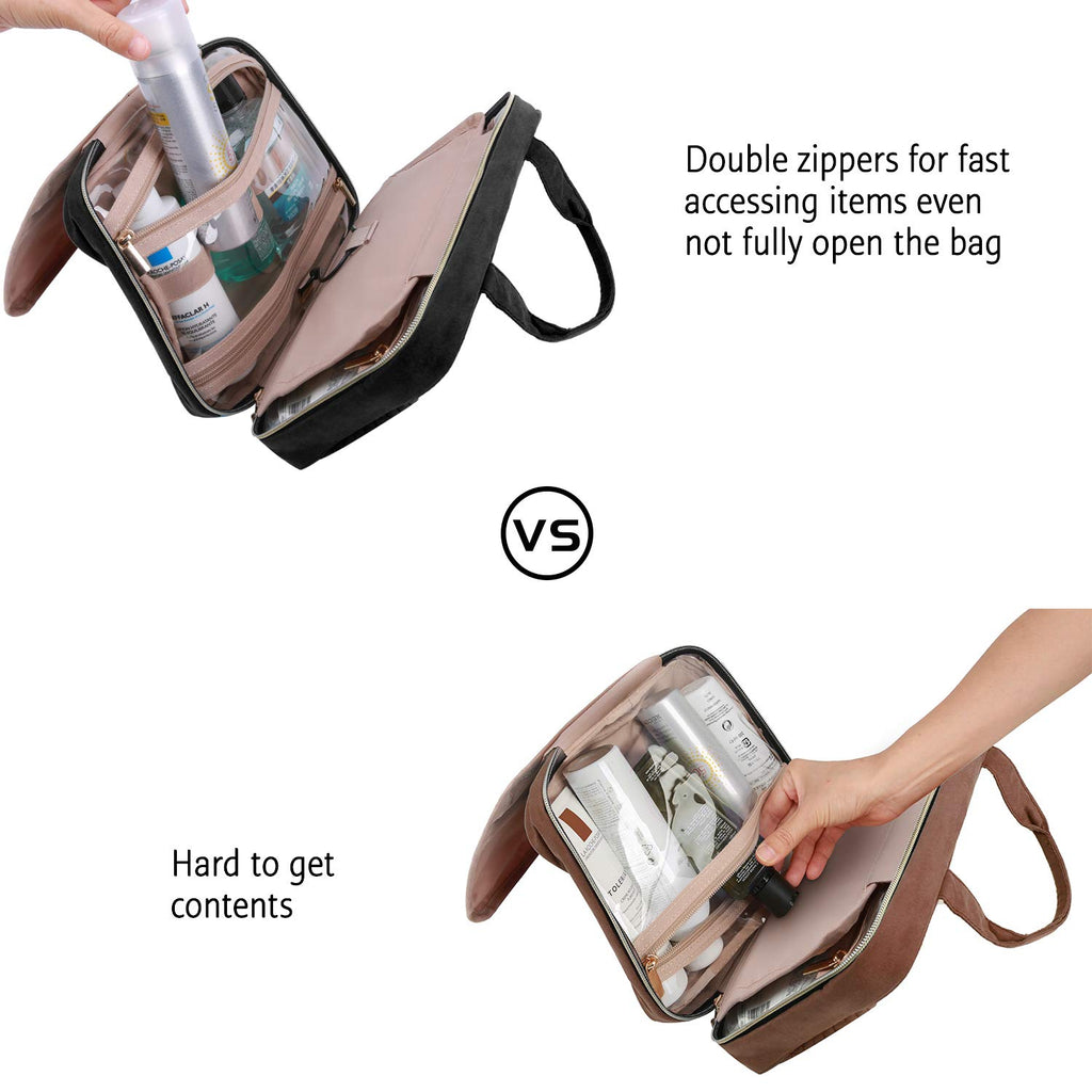 Travel Toiletry Bag with Hanging Hook – Black