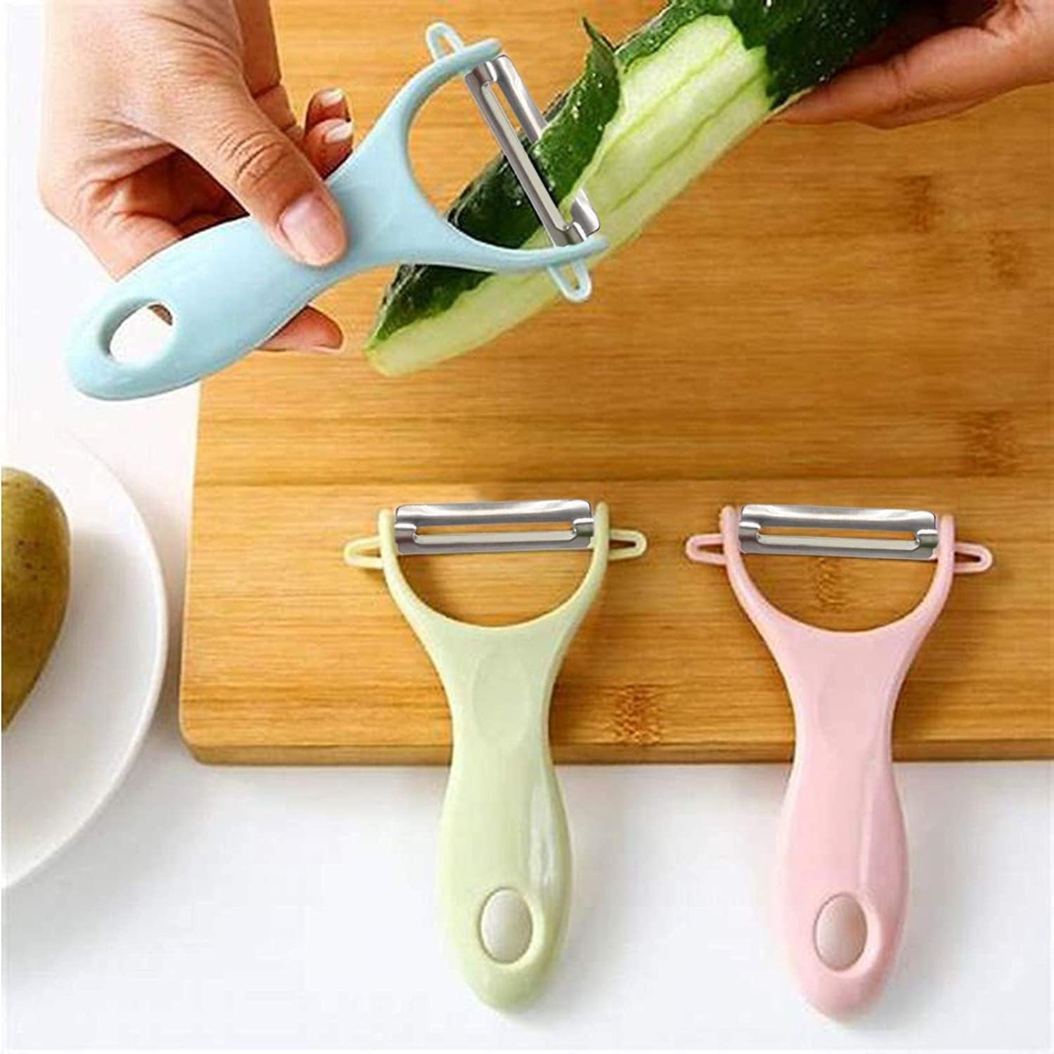 Potato Peelers 3 Pack, Fruit Peelers Potato Peeler, Cucumber, Apple Peelers for Kitchen Original Vegetable Peeler-Set of 3 (Stainless Steel)