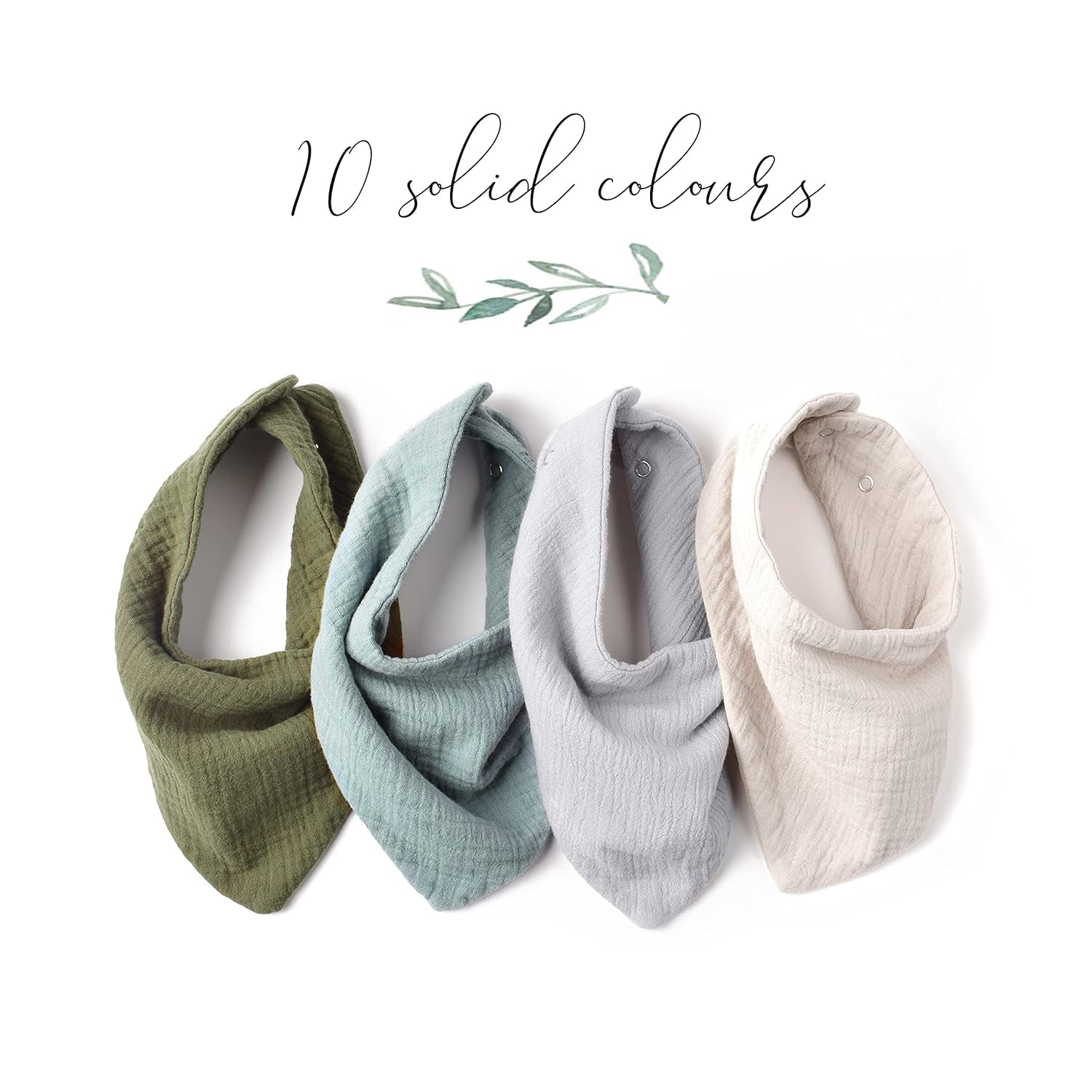 Muslin Baby Bibs 10 Pack Baby Bandana Drool Bibs 100% Cotton for Unisex Boys and Girls, Soft Absorbent Set for Teething and Drooling