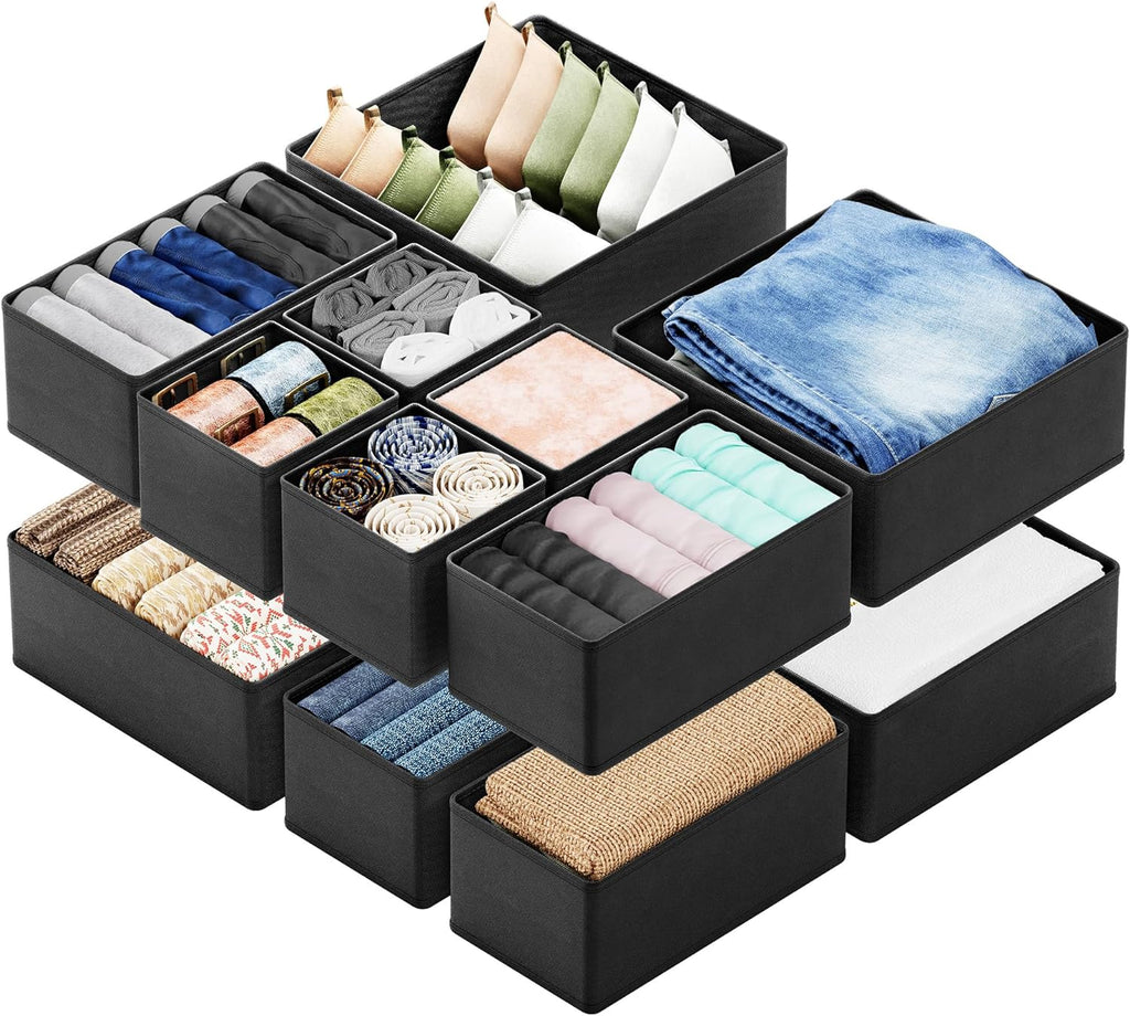 12-Pack Drawer Organizer Bins, Black